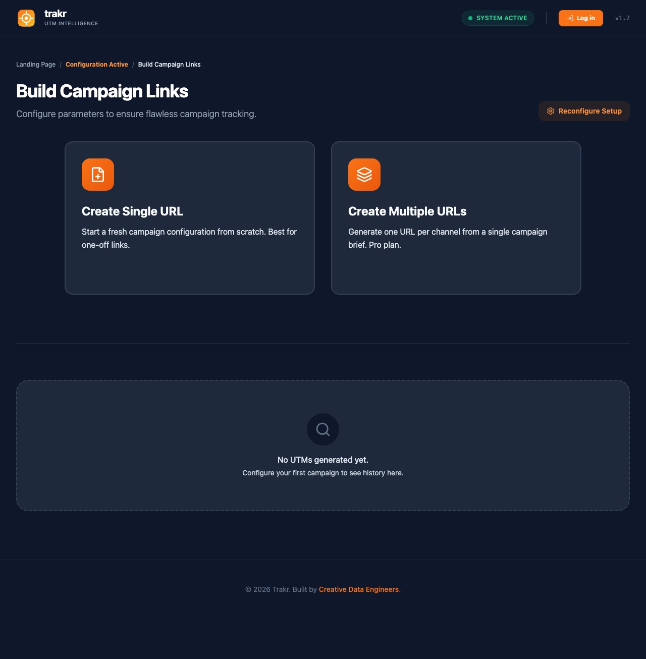 Builder mode selection: create single URL or create multiple URLs